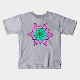 Pink/Teal Lotus flower Kids T-Shirt